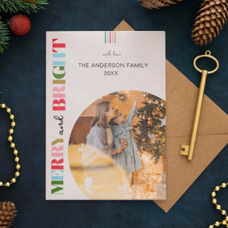 Cartão De Festividades Fotos de Natal do Retro feliz e Brilho