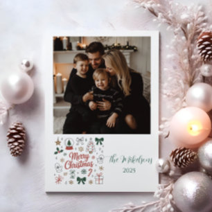 Cartão De Festividades Fotos de Natal em Arte de Linha Doodle