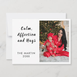 Cartão De Festividades Fotos de Natal Minimalistas Paz Amor e Abraços
