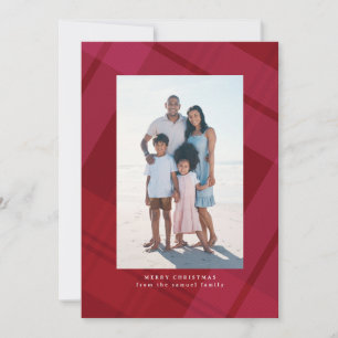 Cartão De Festividades Fotos de Natal verticais simples com xadrez vermel