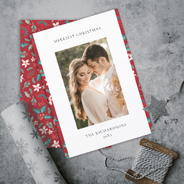 Cartão De Festividades Fotos de padrão floral de Natal com bagas vermelha