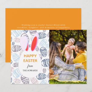 Cartão De Festividades Fotos de Páscoa Feliz com Padrões Modernos Elegant