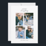 Cartão De Festividades Fotos do Mod 4 Colagem Foto Personalizada Mínima S<br><div class="desc">Fotos do Mod 4 Colagem Simples Cartão de Feriado Personalizado Mínimo Simples com Padrão de Stripes de Trendy Voltando em Cinzas Sutis</div>