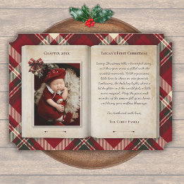 Cartão De Festividades Fotos do Primeiro Natal do Bebê Livro de Histórias