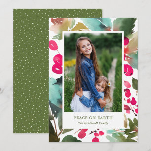 Cartão De Festividades Fotos Florais de Natal de Frutas em Aquarela em Fu