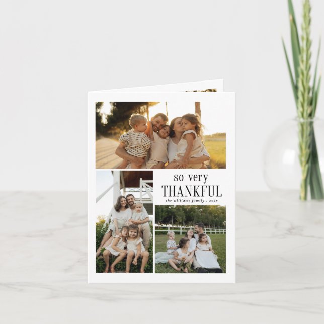 Cartão De Festividades Fotos Mínimas Muito Agradecidas Feliz Ação de Graç (Frente)