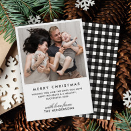 Cartão De Festividades Fotos Modernas em Preto e Branco com Xadrez de Búf