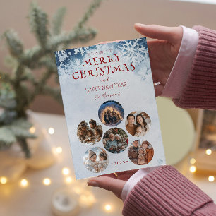 Cartão De Festividades Fotos personalizadas do Feliz Natal Round