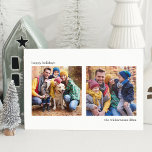 Cartão De Festividades Fotos Quadradas Simples Minimalistas Brancas e Pre<br><div class="desc">Este belo cartão de Natal apresenta espaço para duas fotos e uma estética moderna minimalista em preto e branco. Todo o texto é personalizável para que você possa facilmente alterar os votos de Natal.</div>