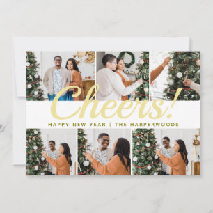 Cartão De Festividades Fotos Seis Simples Elegante Moderno Feliz Ano Novo
