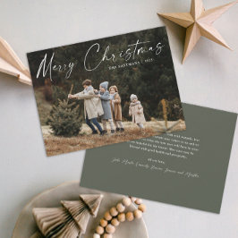 Cartão De Festividades Fotos Simples de Natal com Letra Manuscrita