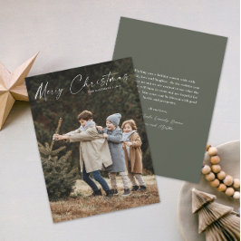 Cartão De Festividades Fotos Simples de Natal com Letra Manuscrita
