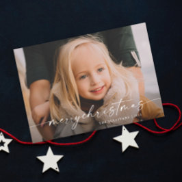 Cartão De Festividades Fotos Simples de Natal com Letra Manuscrita
