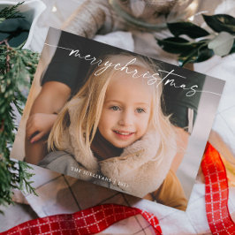 Cartão De Festividades Fotos Simples de Natal com Letra Manuscrita