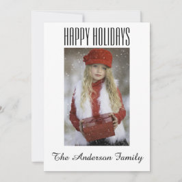 Cartão De Festividades Fotos Simples de Natal em Preto e Branco Dourado