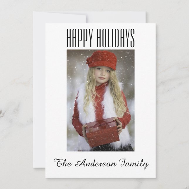 Cartão De Festividades Fotos Simples em Preto e Branco no Natal em Dourad (Frente)