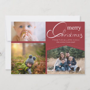 Cartão De Festividades Fotos vermelhas de Natal editáveis 3