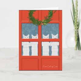 Cartão De Festividades Four Calling Cats... Holiday