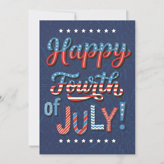 Cartão De Festividades Fourth of July Art Patriotic Celebration Artwork H (Frente)