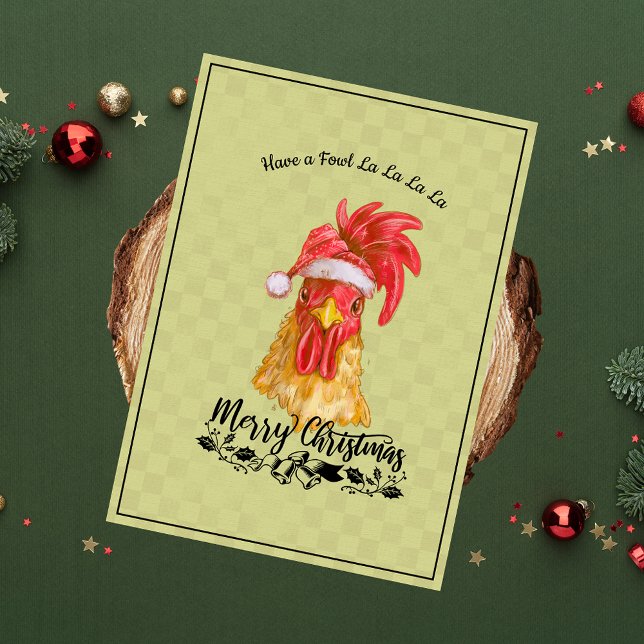 Cartão De Festividades Fowl La La La Chicken Feliz Natal (Criador carregado)