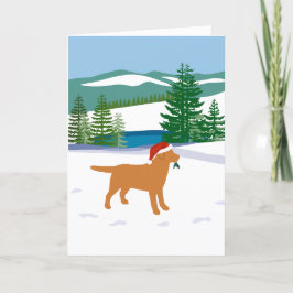 Cartão De Festividades Fox Red Labrador — Vista de inverno de inverno