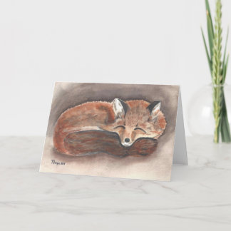 Cartão De Festividades Fox sleeping in snow holiday card