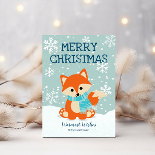 Cartão De Festividades Fox Snowflakes Woodland Natal Animal