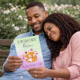 Cartão De Festividades Foxy Pink e Dia de os namorados Verde para Ela