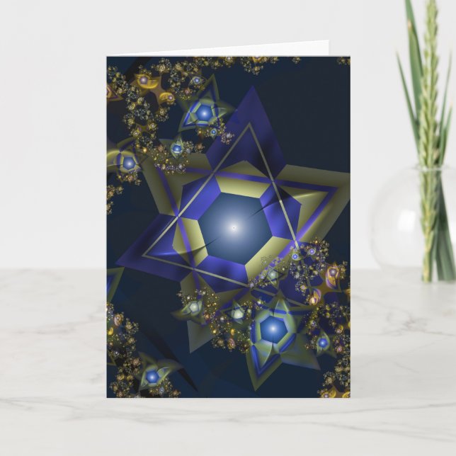 Cartão De Festividades Fractal Hanukkah Card (Frente)