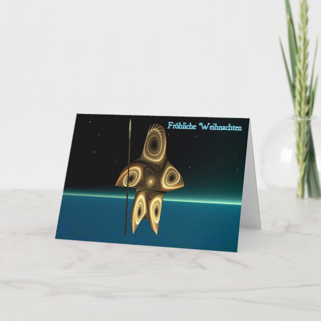 Cartão De Festividades Fractal Inuit Hunter - Fröhliche Weihnachten (Frente)