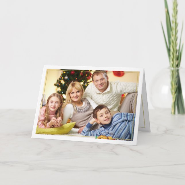 Cartão De Festividades Framed Christmas Blessings Horizontal Photo Card (Frente)