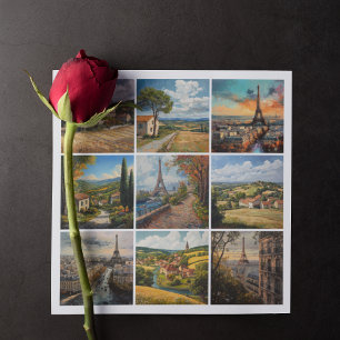 Cartão De Festividades Francês Country e Paris, cena romântica