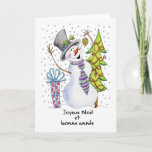 Cartão De Festividades Francês - Snowman - Happy Snowman - Joyeux Noël<br><div class="desc">Francês - Snowman - Happy Snowman - Joyeux Noël</div>