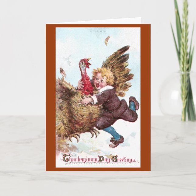 Cartão De Festividades Frantically Flapping Turkey Vintage Thanksgiving (Frente)