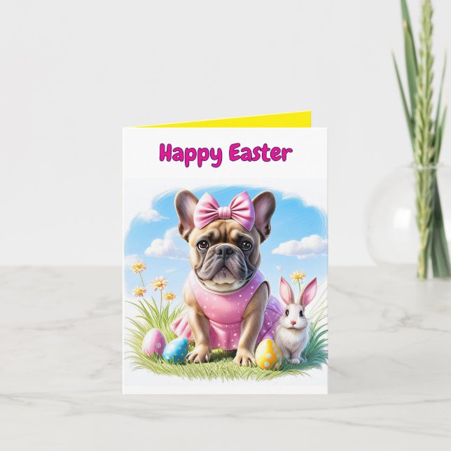Cartão De Festividades Französische Bulldogge Frohe Ostern French Bulldog (Frente)