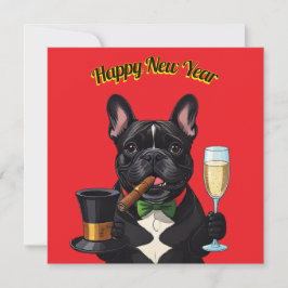 Cartão De Festividades Französische Bulldogge mit Zigarre Neujahr