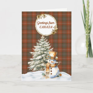 Cartão De Festividades Fraser Vermelho Envelhecido Tartan Natal