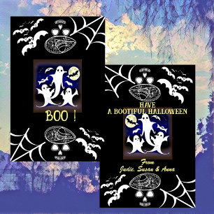 Cartão De Festividades Freaky Boo Ghosts Bats Bootiful Halloween Night