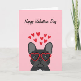 Cartão De Festividades French Bulldog - black happy valentines day card