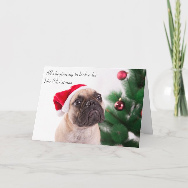 Cartão De Festividades French Bulldog Christmas Card (Frente)