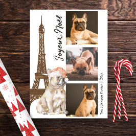 Cartão De Festividades French Bulldog Eiffel Tower Photo Paris Christmas