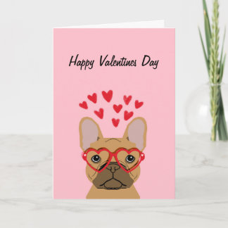 Cartão De Festividades French Bulldog fawn valentines love card