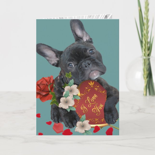 CARTÃO DE FESTIVIDADES FRENCH BULLDOG VALENTINE CARDS (Frente)
