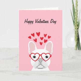 Cartão De Festividades French Bulldog - white happy valentines day card