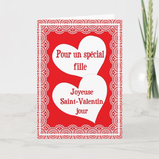 Cartão De Festividades French Valentine's Day Card For Daughter (Frente)