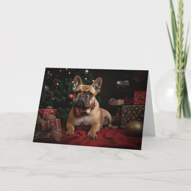 Cartão De Festividades Frenchie Christmas (Frente)
