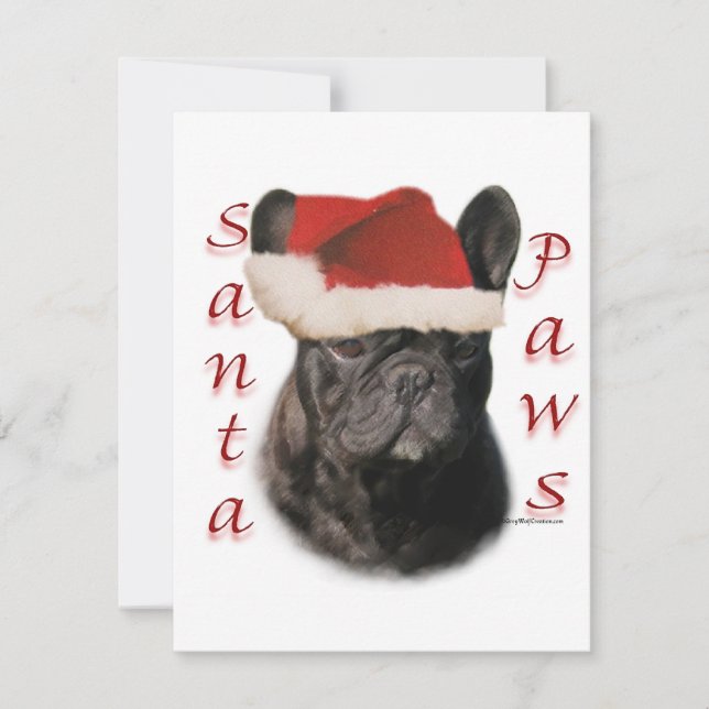 Cartão De Festividades Frenchie Santa Paws (Frente)