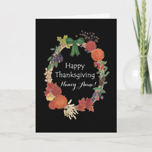 Cartão De Festividades Frente de Ação de Graças Personalizada Fall Wreath