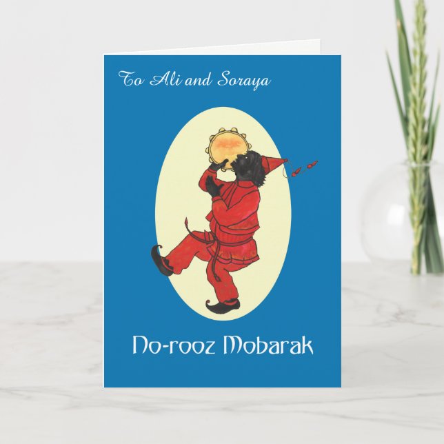 Cartão De Festividades Frente Personalizada Noroz Haji Firuz Ano Novo Per (Frente)