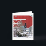 Cartão De Festividades Fresian in the Snow<br><div class="desc">Fresian in the snow by the red barn</div>
